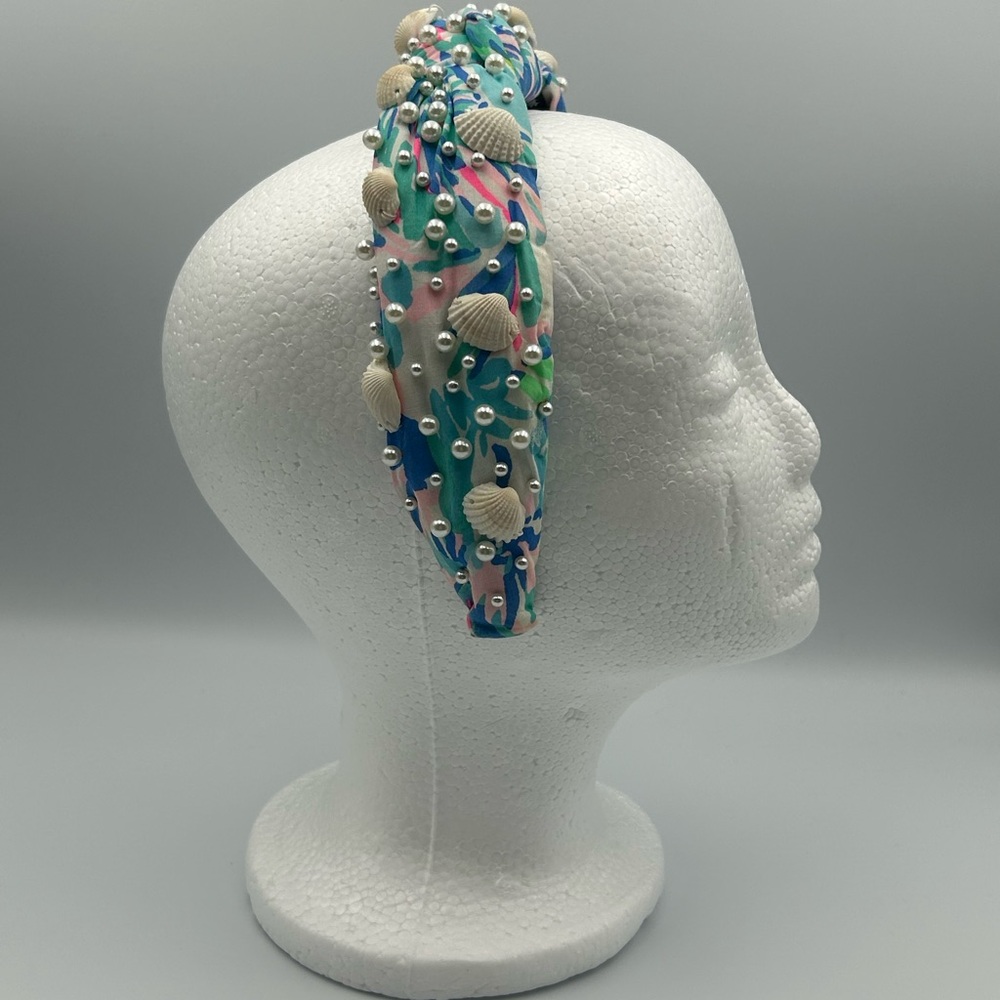 Lele Sadoughi X Lilly Pulitzer Cabana Cocktail Pearl Shell Knotted Headband - Picture 10 of 16